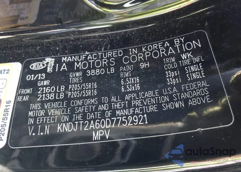 2013 Kia Soul + z USA, uszkodzony, nr VIN KNDJT2A60D7752921